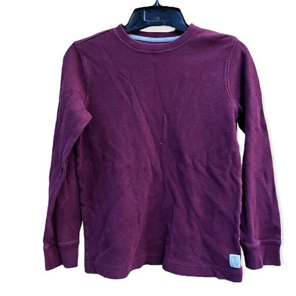 LANDS END SCHOOL UNIFORM BURGUNDY MAROON LONG SLEEVE THERMAL WAFFLE CREWNECK M - Picture 6 of 6